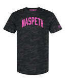 Black Camo Maspeth Queens T-shirt With Neon Pink Reflective Letters