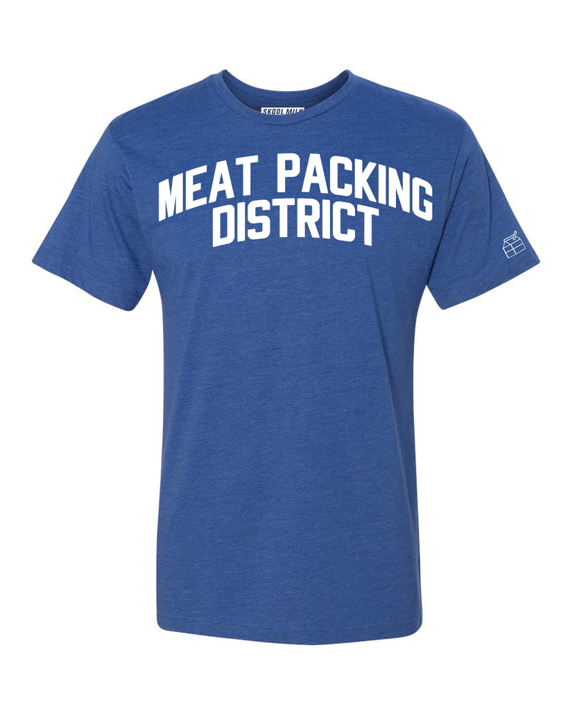 Blue Meat Packing District  T-shirt with White Reflective Letters