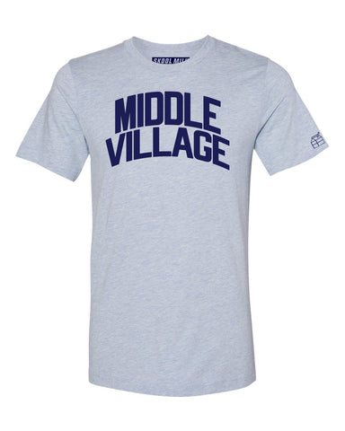 Sky Blue Middle Village T-shirt with Blue Letters