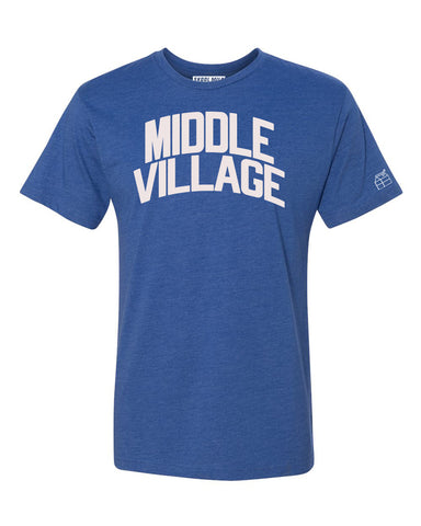 Blue Middle Village T-shirt with White Reflective Letters