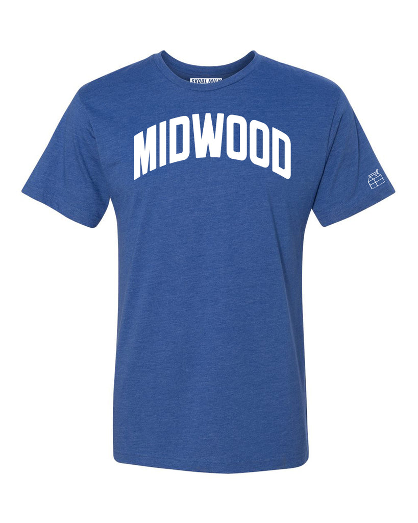 Blue Midwood T-shirt with White Reflective Letters