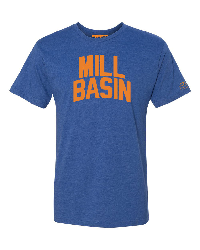 Blue Mill Basin T-shirt with Knicks Orange Letters