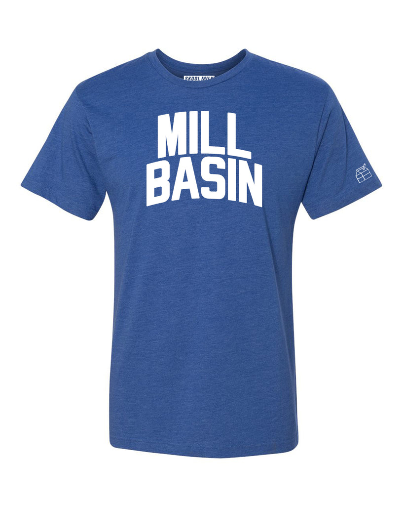 Blue Mill Basin T-shirt with White Reflective Letters