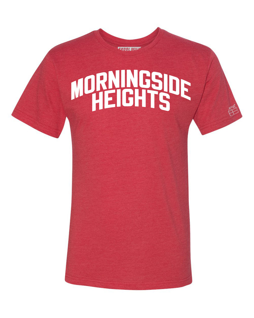 Red Morningside Heights T-shirt with White Reflective Letters