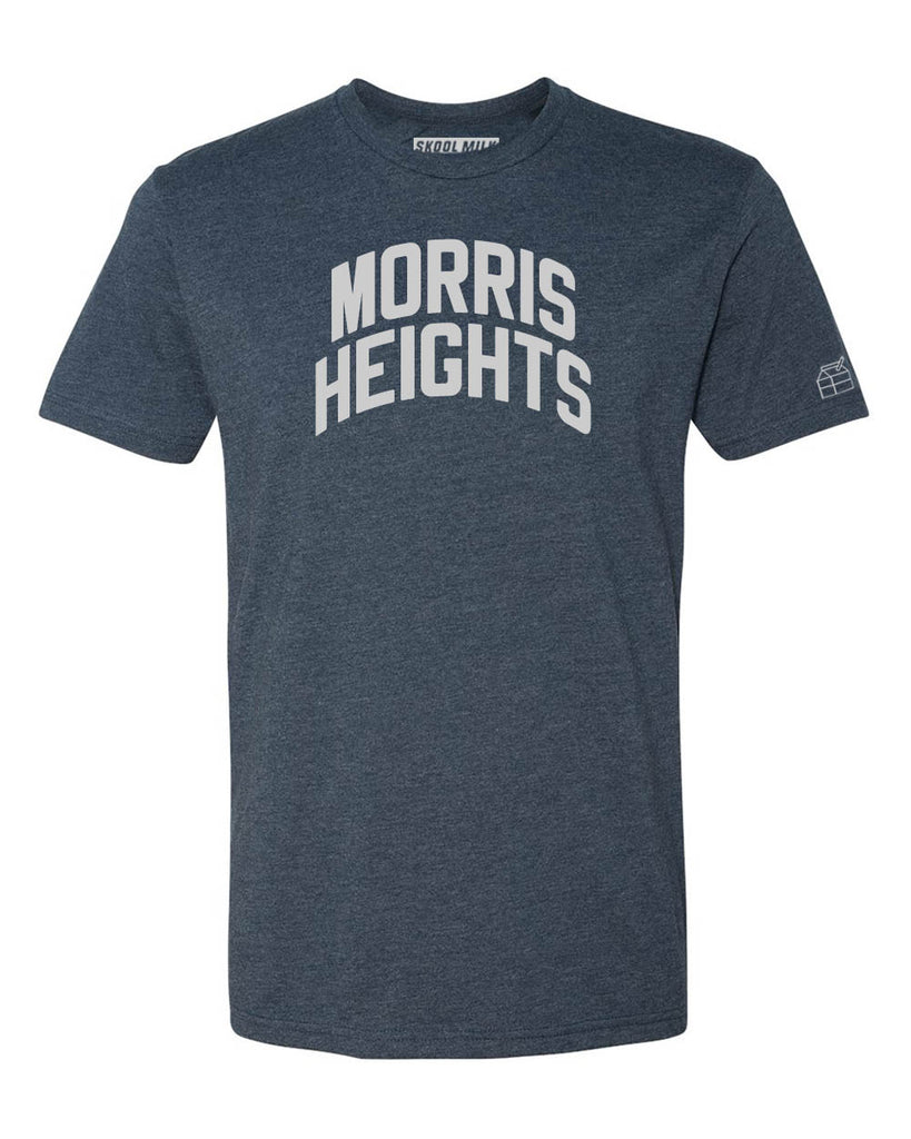 Navy Blue Morris Heights T-Shirt with Silver Letters