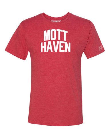 Red Mott Haven T-shirt with White Reflective Letters