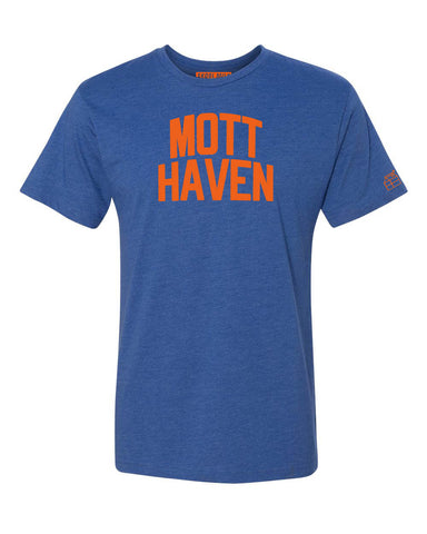Blue Mott Haven T-shirt with Knicks Orange Letters