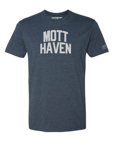 Navy Blue Mott Haven T-Shirt with Silver Letters