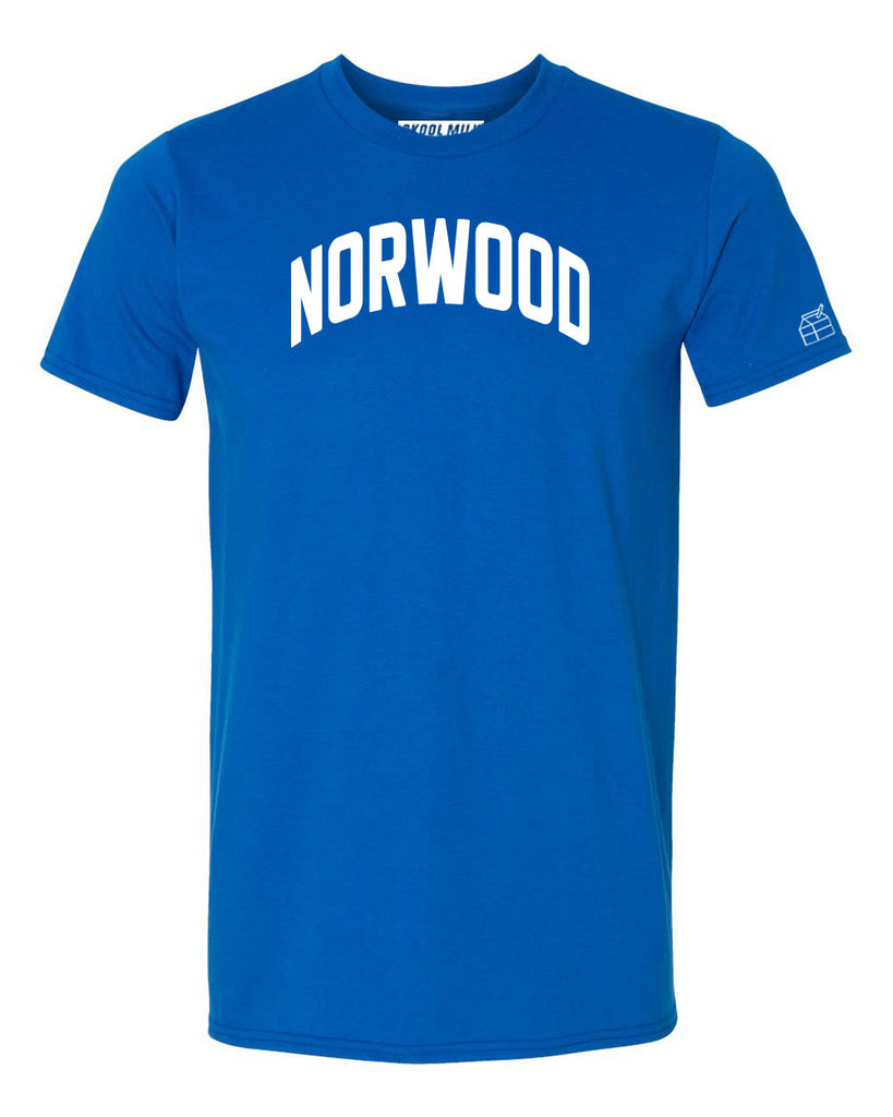Blue Norwood T-shirt with White Reflective Letters