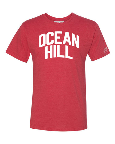 Red Ocean Hill T-shirt with White Reflective Letters