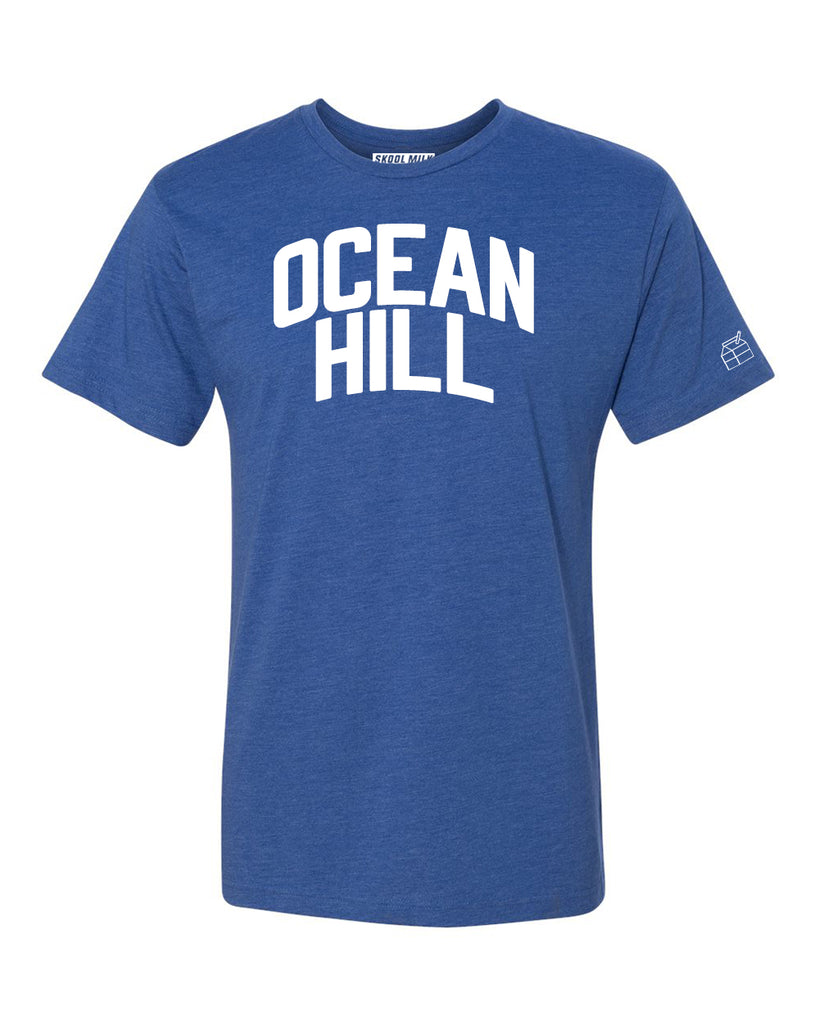 Blue Ocean Hill T-shirt with White Reflective Letters