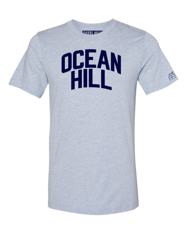 Sky Blue Ocean Hill T-shirt with Blue Letters