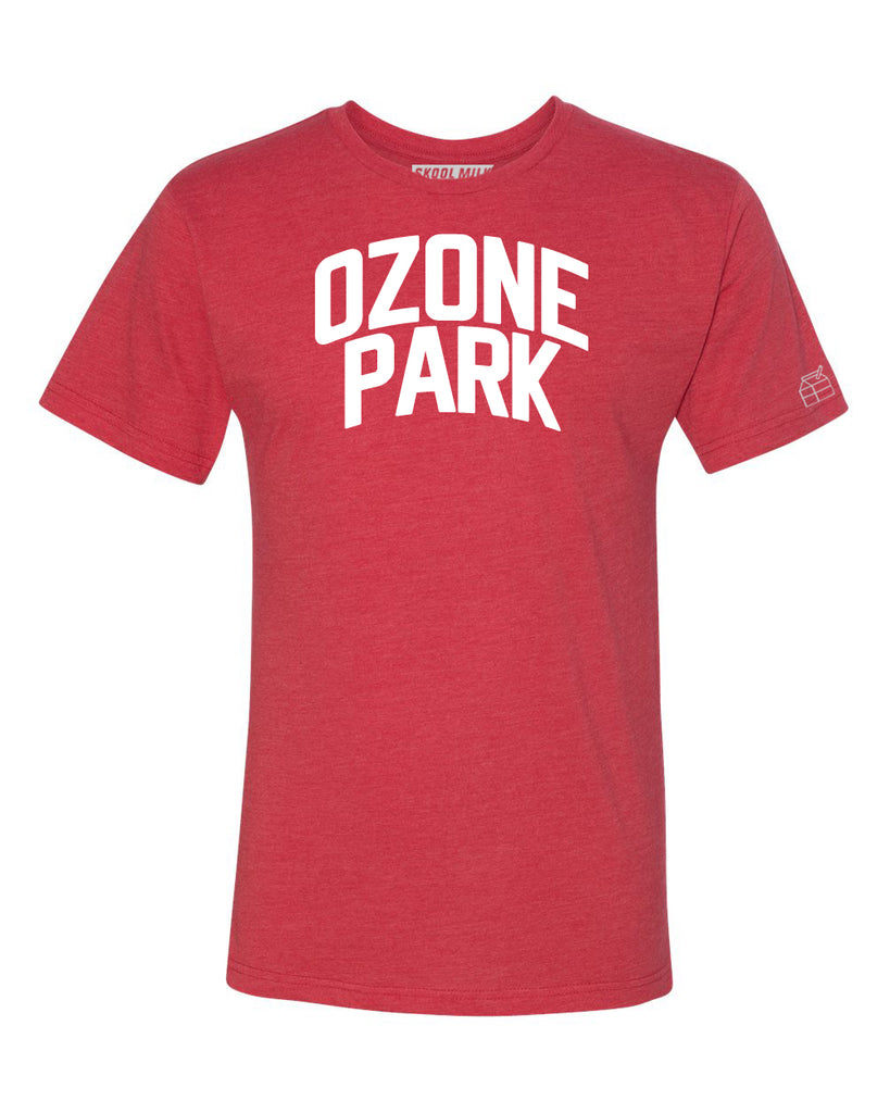 Red Ozone Park T-shirt with White Reflective Letters