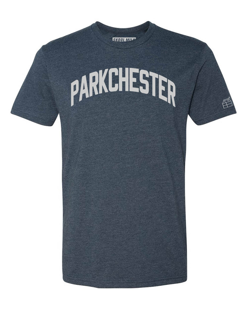 Navy Blue Parkchester T-Shirt with Silver Letters