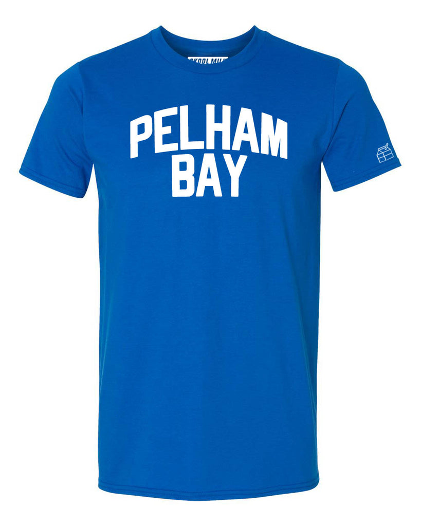 Blue Pelham Bay T-shirt with White Reflective Letters