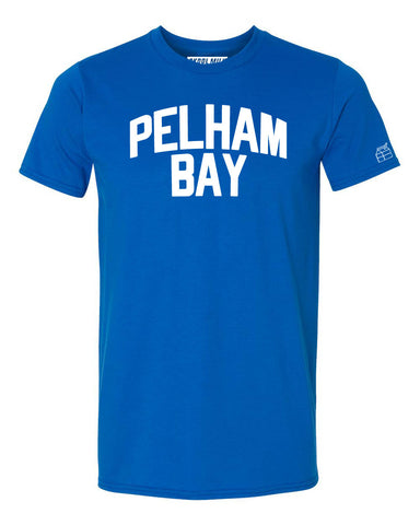 Blue Pelham Bay T-shirt with White Reflective Letters
