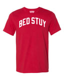 Red Bed-Stuy Brooklyn T-shirt with White Reflective Letters