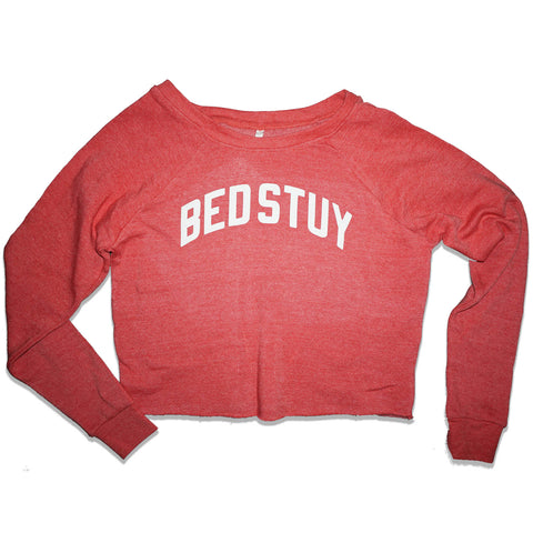 Red Bed-Stuy Crop-Top Sweatshirt
