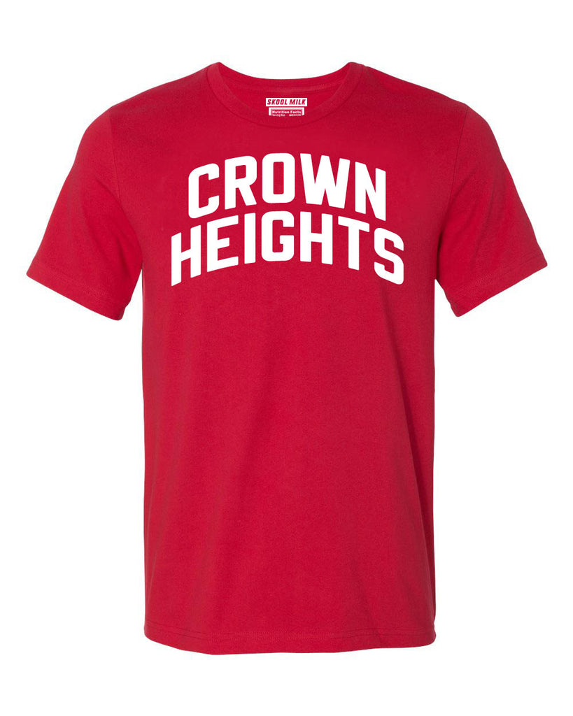 Red Crown Heights Brooklyn T-shirt with White Reflective Letters