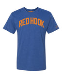 Blue Red Hook T-shirt with Knicks Orange Letters
