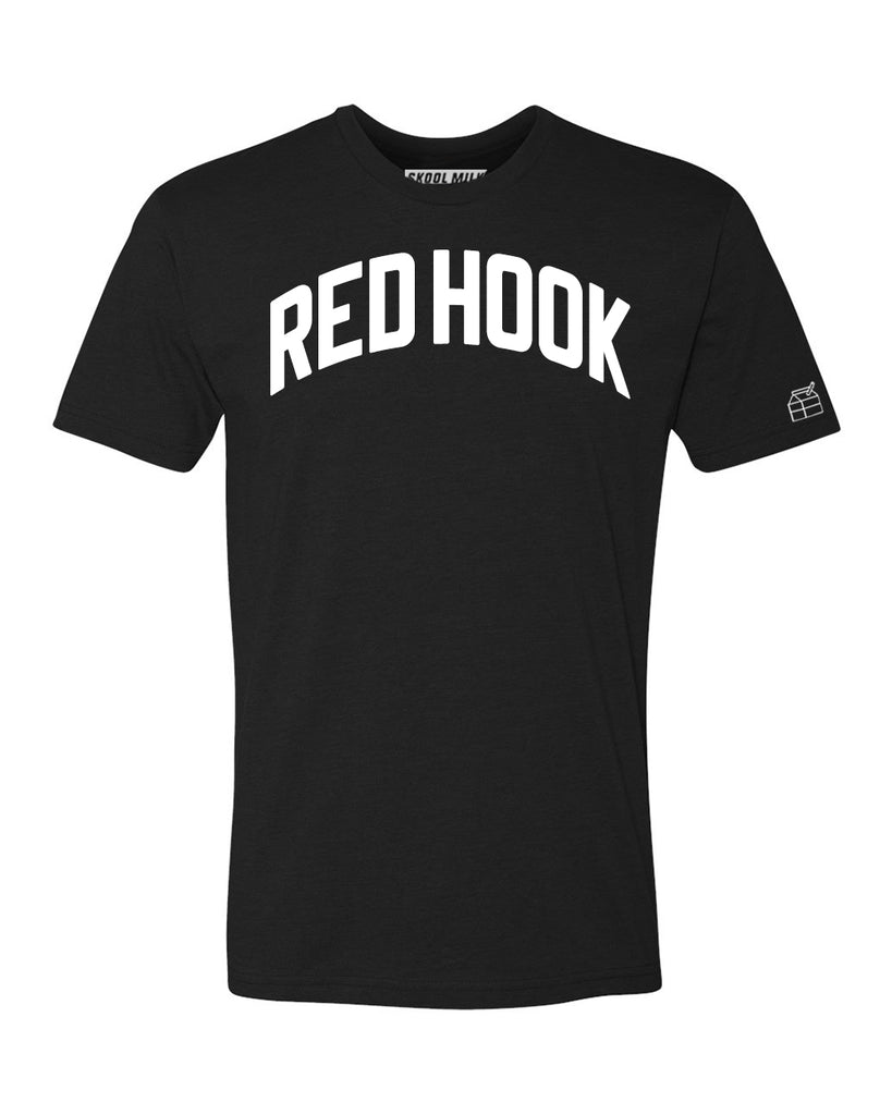 Black Red Hook T-shirt with White Reflective Letters