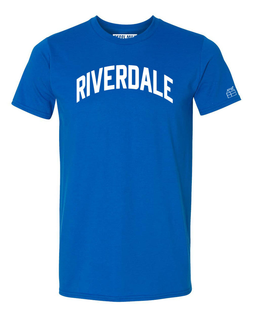 Blue Riverdale T-shirt with White Reflective Letters