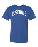 Blue Rosedale T-shirt with White Reflective Letters