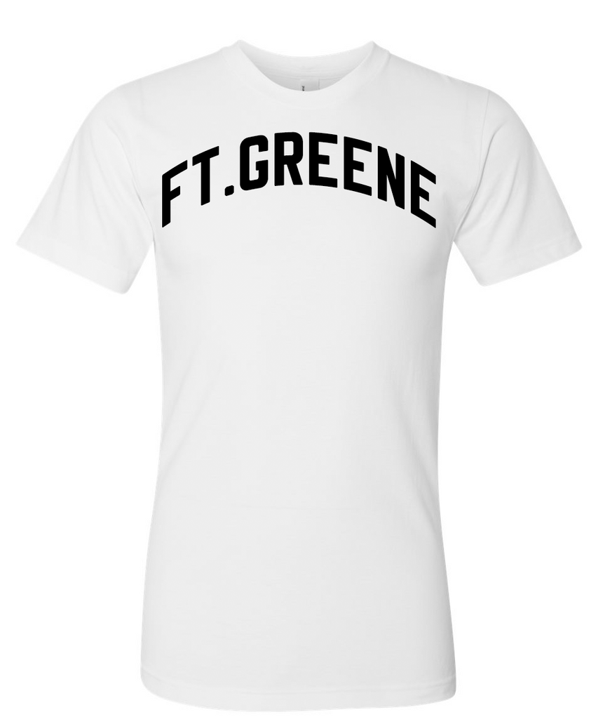 White Ft.Greene T-Shirt With Black Reflective Letters