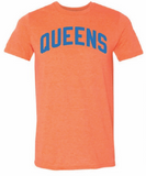 Orange Queens T-shirt w/ Blue Reflective Letters