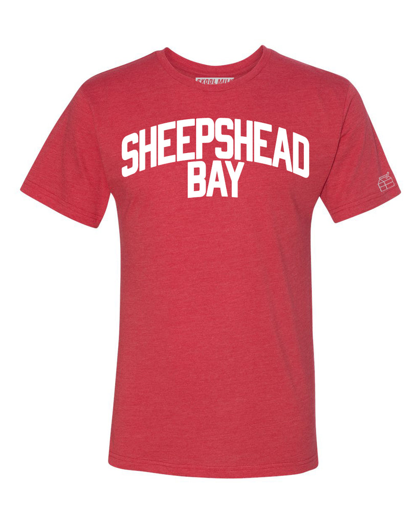Red Sheepshead Bay T-shirt with White Reflective Letters
