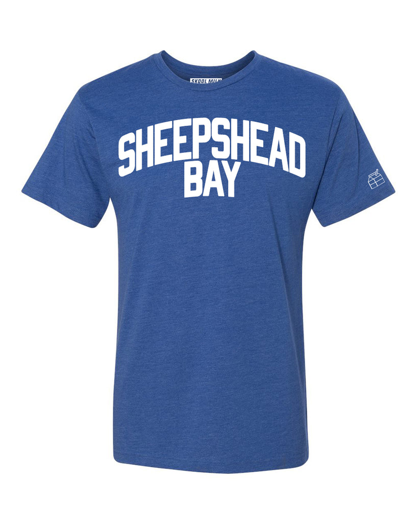 Blue Sheepshead Bay T-shirt with White Reflective Letters