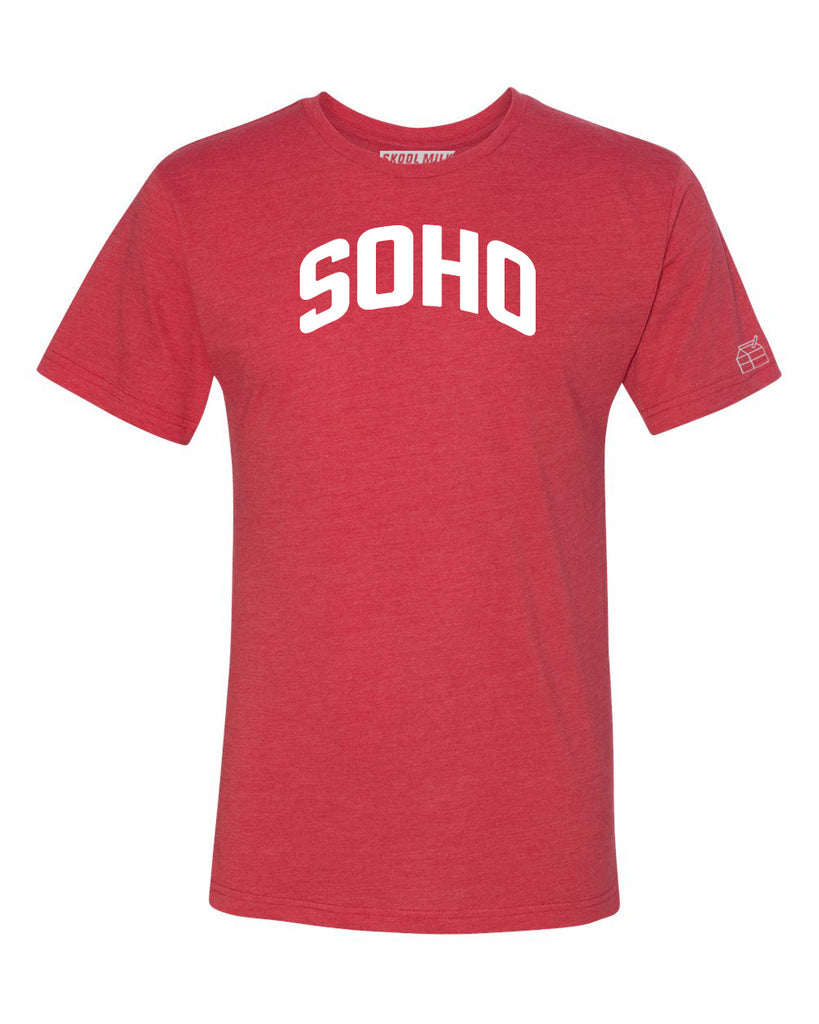 Red Soho T-shirt with White Reflective Letters