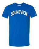 Blue Soundview T-shirt with White Reflective Letters