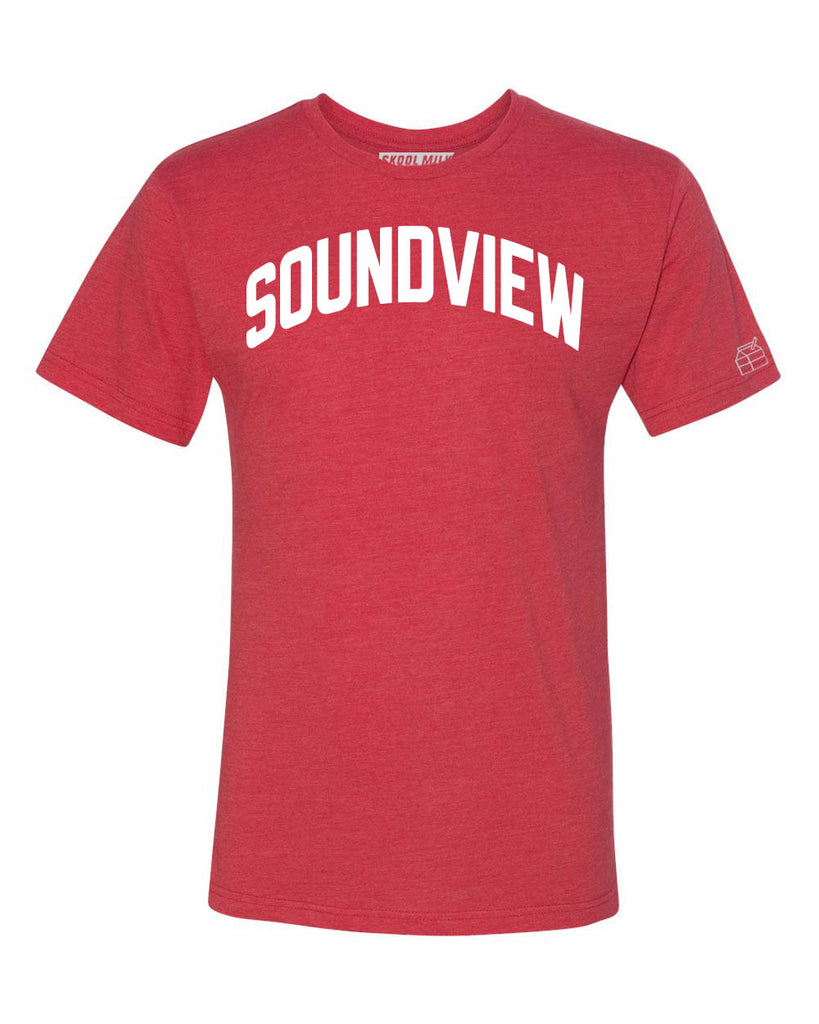 Red Soundview T-shirt with White Reflective Letters