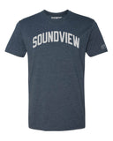 Navy Blue Soundview T-Shirt with Silver Letters