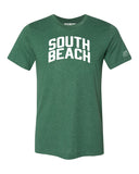 Green South Beach T-shirt with White Reflective Letters