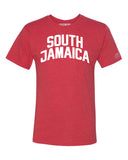 Red South Jamaica T-shirt with White Reflective Letters