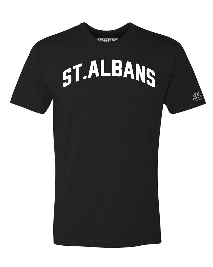 Black St.Albans T-shirt with White Reflective Letters