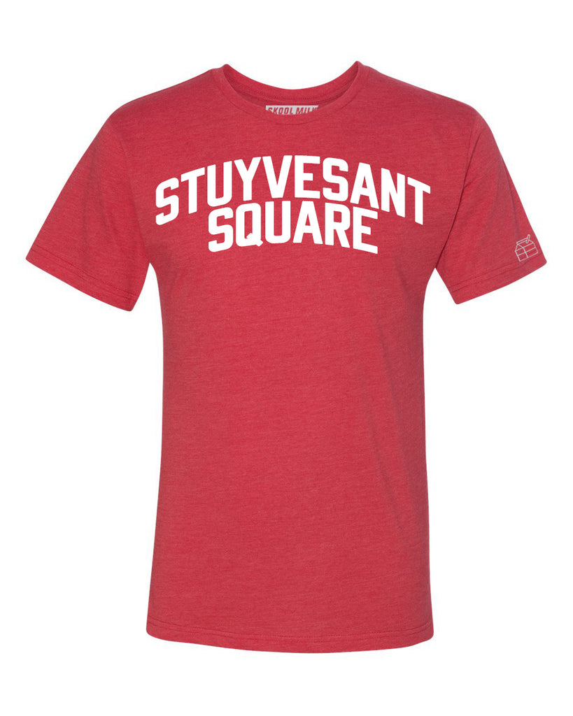 Red Stuyvesant Square T-shirt with White Reflective Letters