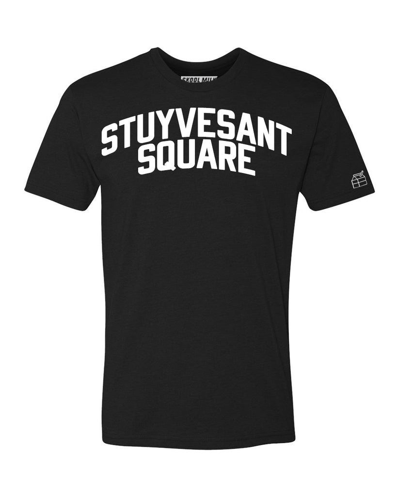 Black Stuyvesant Square T-shirt with White Reflective Letters