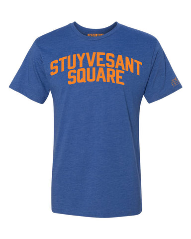 Blue Stuyvesant Square T-shirt with Knicks Orange Letters