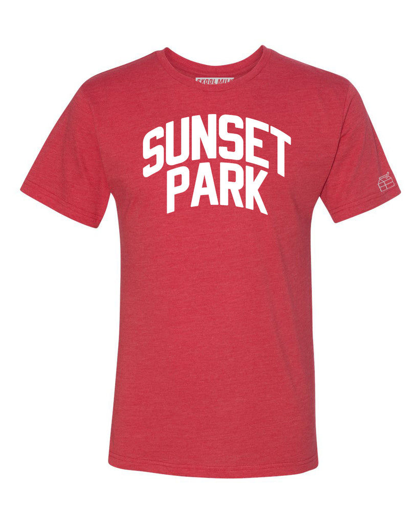 Red Sunset Park T-shirt with White Reflective Letters