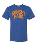 Blue Sunset Park T-shirt with Knicks Orange Letters