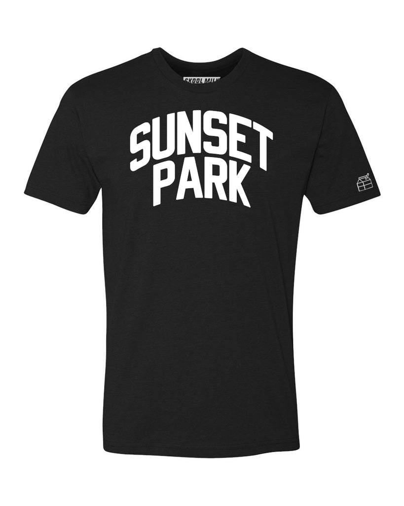 Black Sunset Park T-shirt with White Reflective Letters