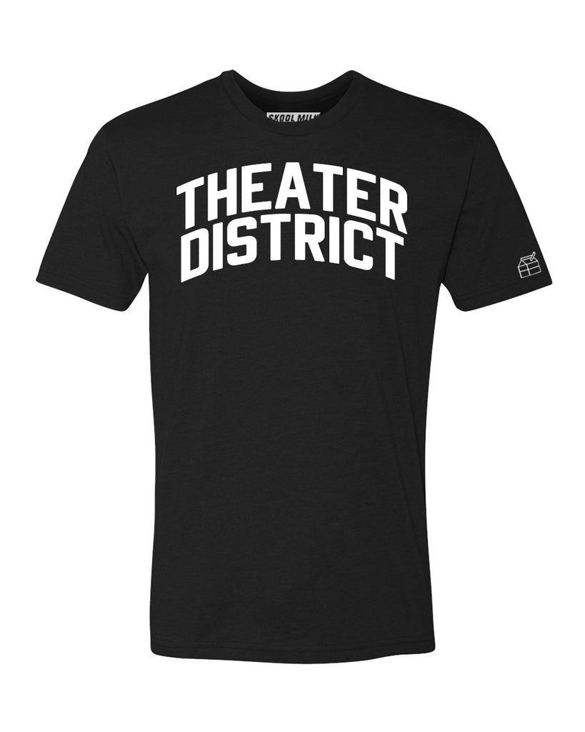 Black Theater District T-shirt with White Reflective Letters