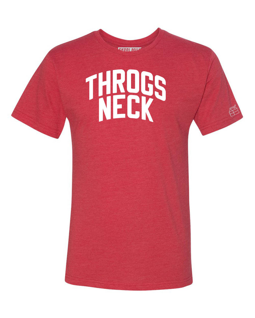 Red Throgs Neck T-shirt with White Reflective Letters