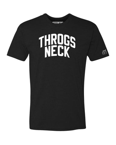 Black Throgs Neck T-shirt with White Reflective Letters
