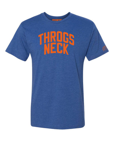Blue Throgs Neck T-shirt with Knicks Orange Letters