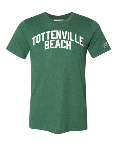 Green Tottenville Beach T-shirt with White Reflective Letters