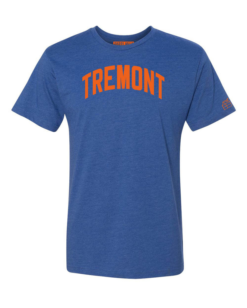 Blue Tremont T-shirt with Knicks Orange Letters